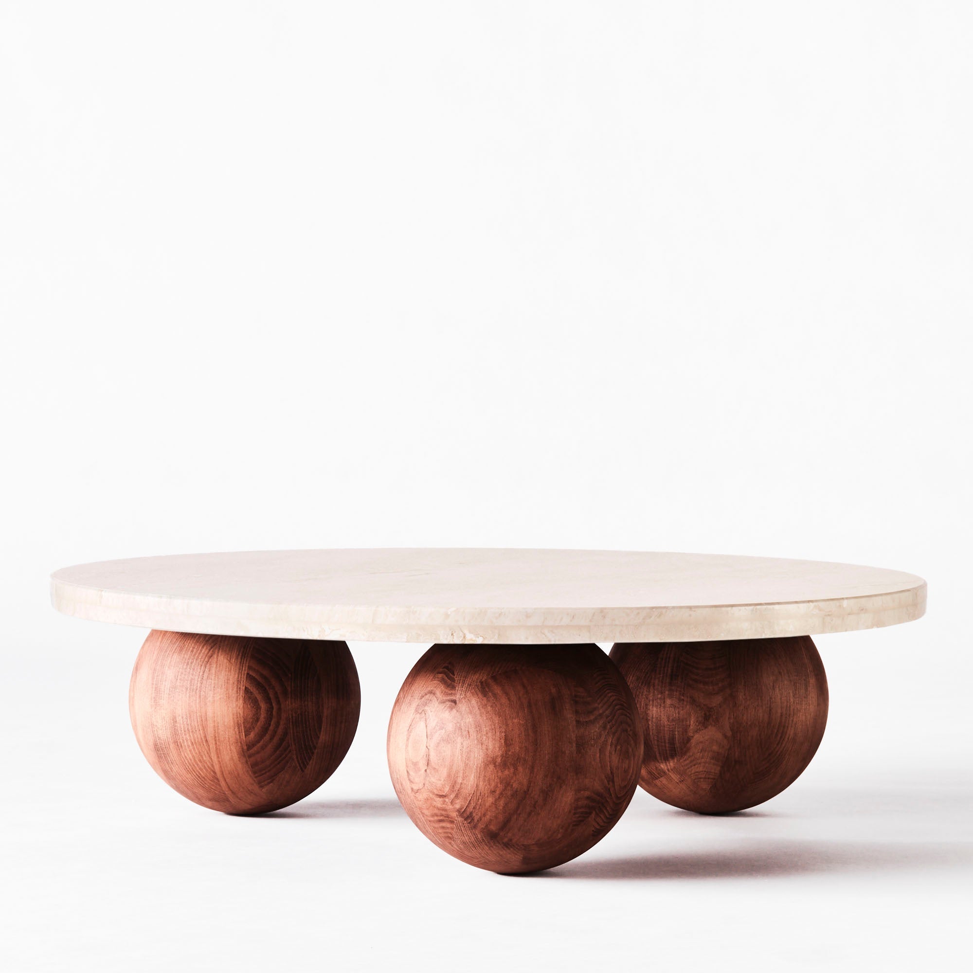 Sphere Round Sofa Table Travertino Bianco