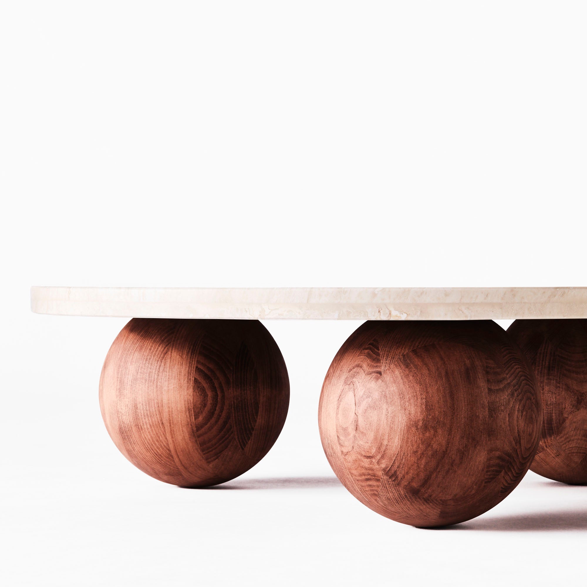 Sphere Round Sofa Table Travertino Bianco