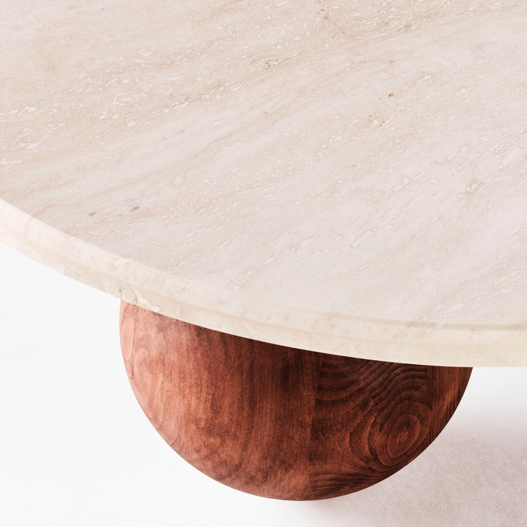 Sphere Round Sofa Table Travertino Bianco