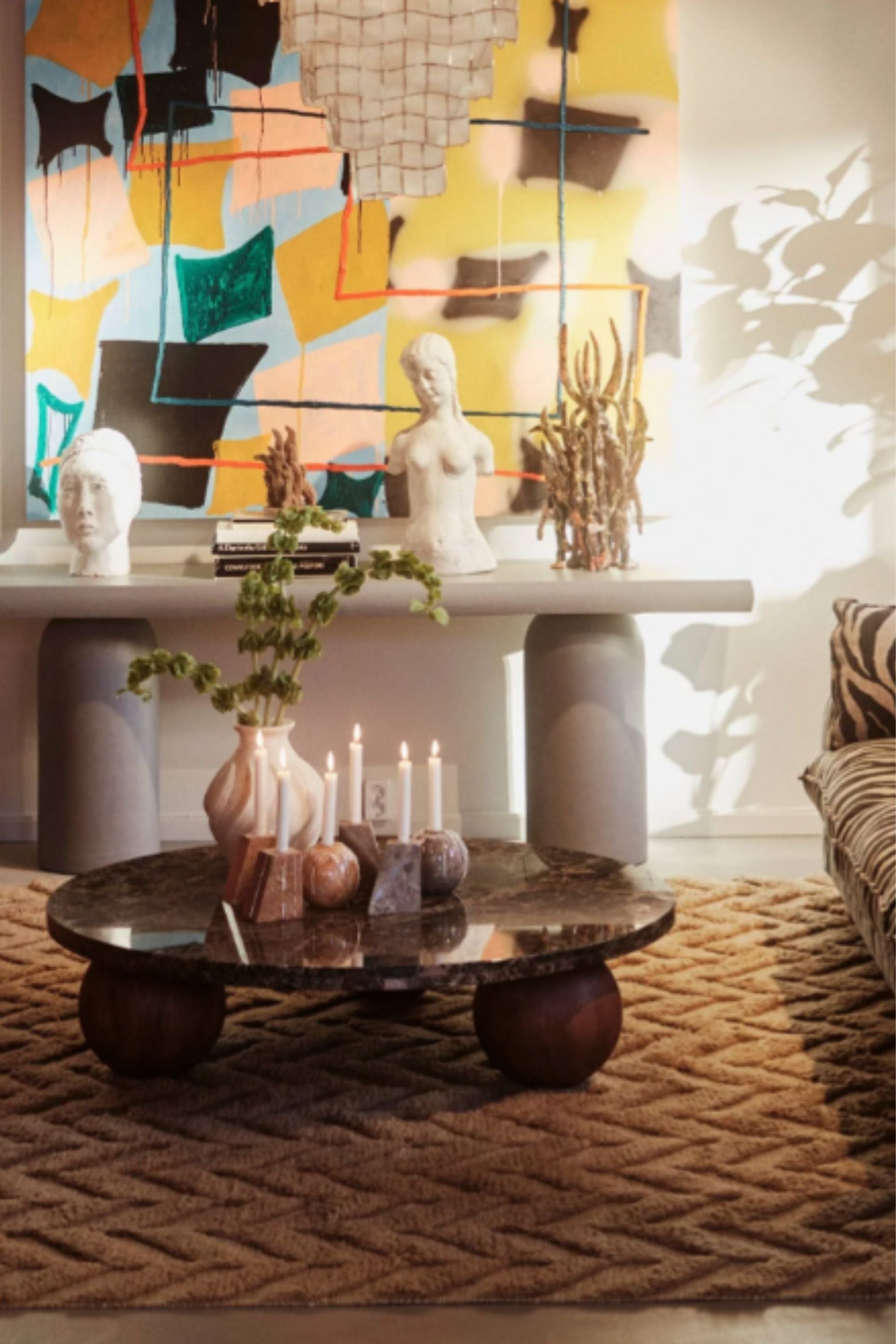 Sphere Round Sofa Table Emperador | Dusty Deco x District Loom