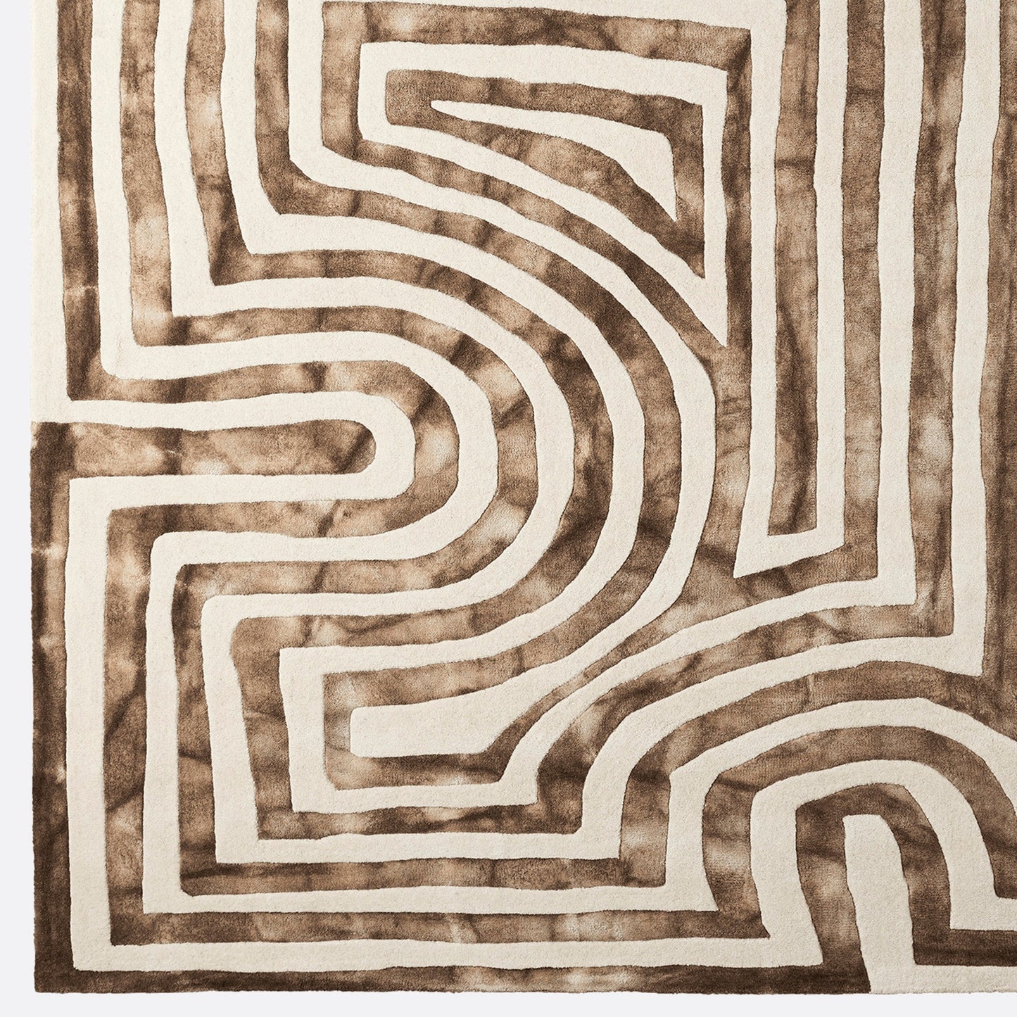 District Loom X Dusty Deco Psychedelic Labyrinth Beige Dip Dye Rug