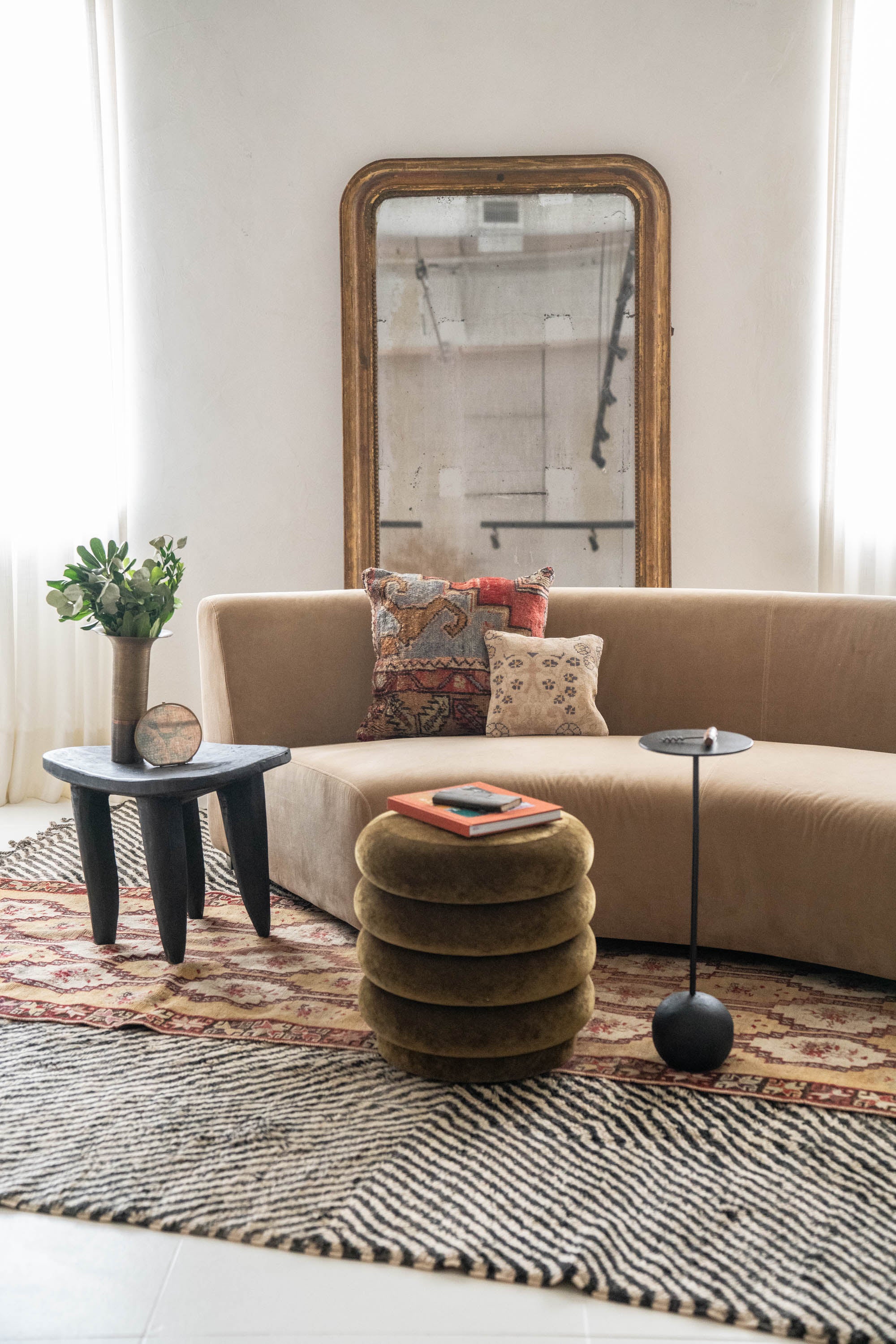 District Loom Furniture A unique oversized wooden African Senufo End Table/Stool