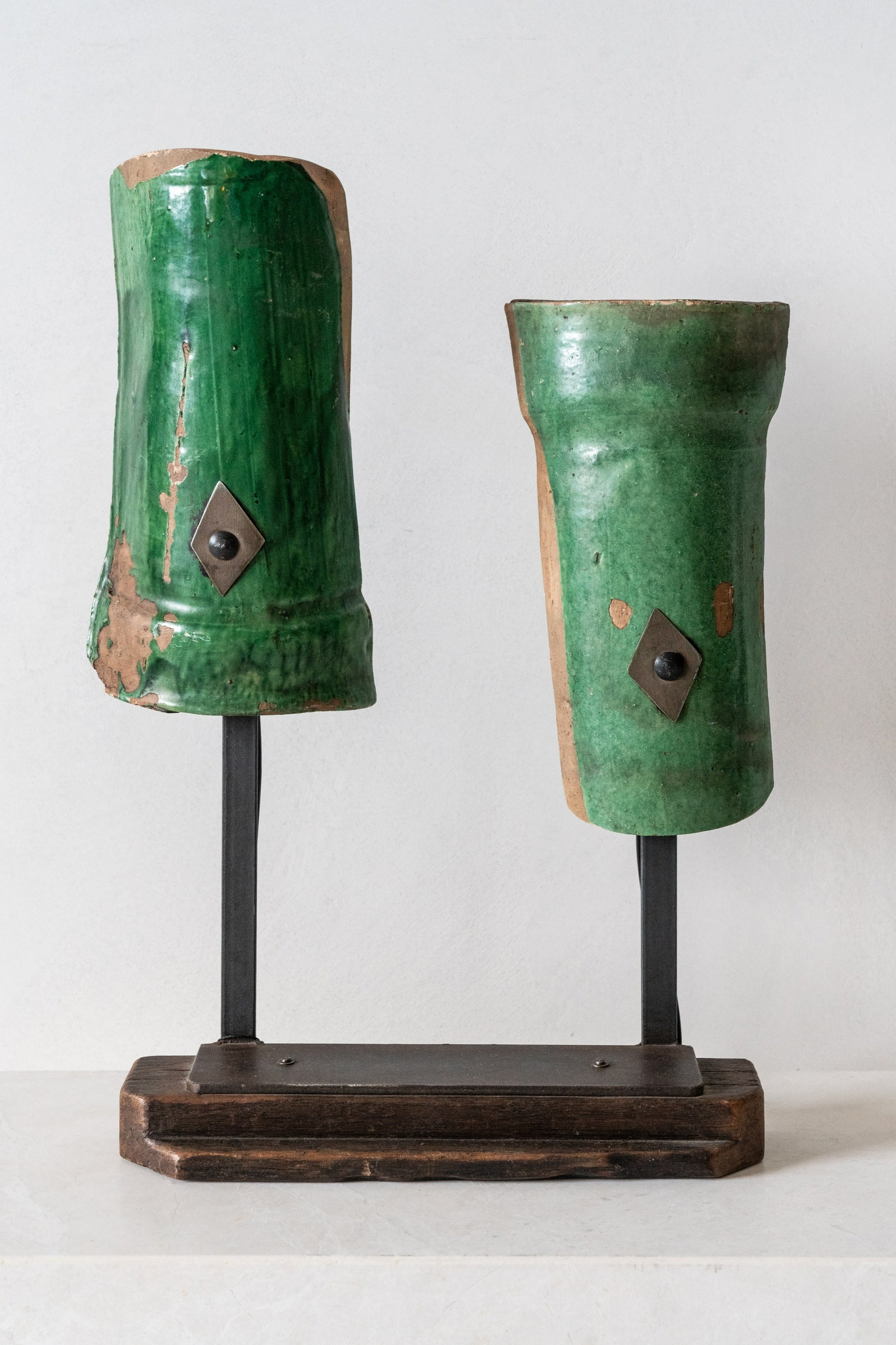 District Loom Lighting Vintage handmade Ceramic Roofing tiles repurposed into desk lamp Combining elements of classic European design and modern sustainability