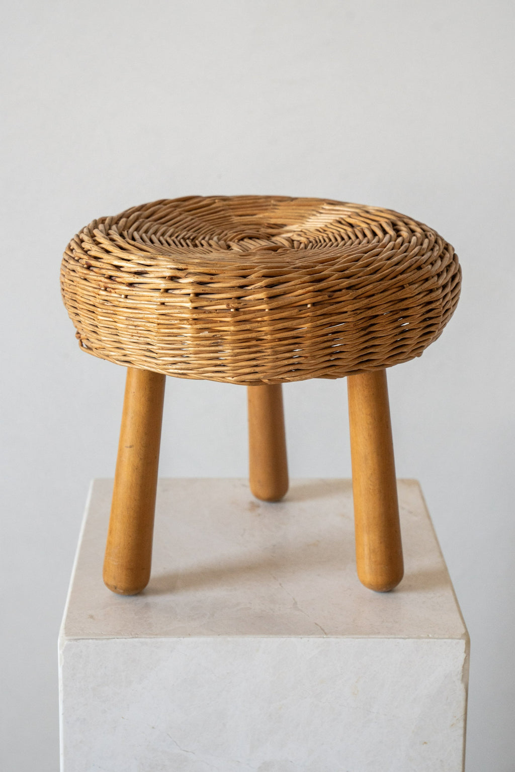 Woven Wicker Tripod Stool District Loom