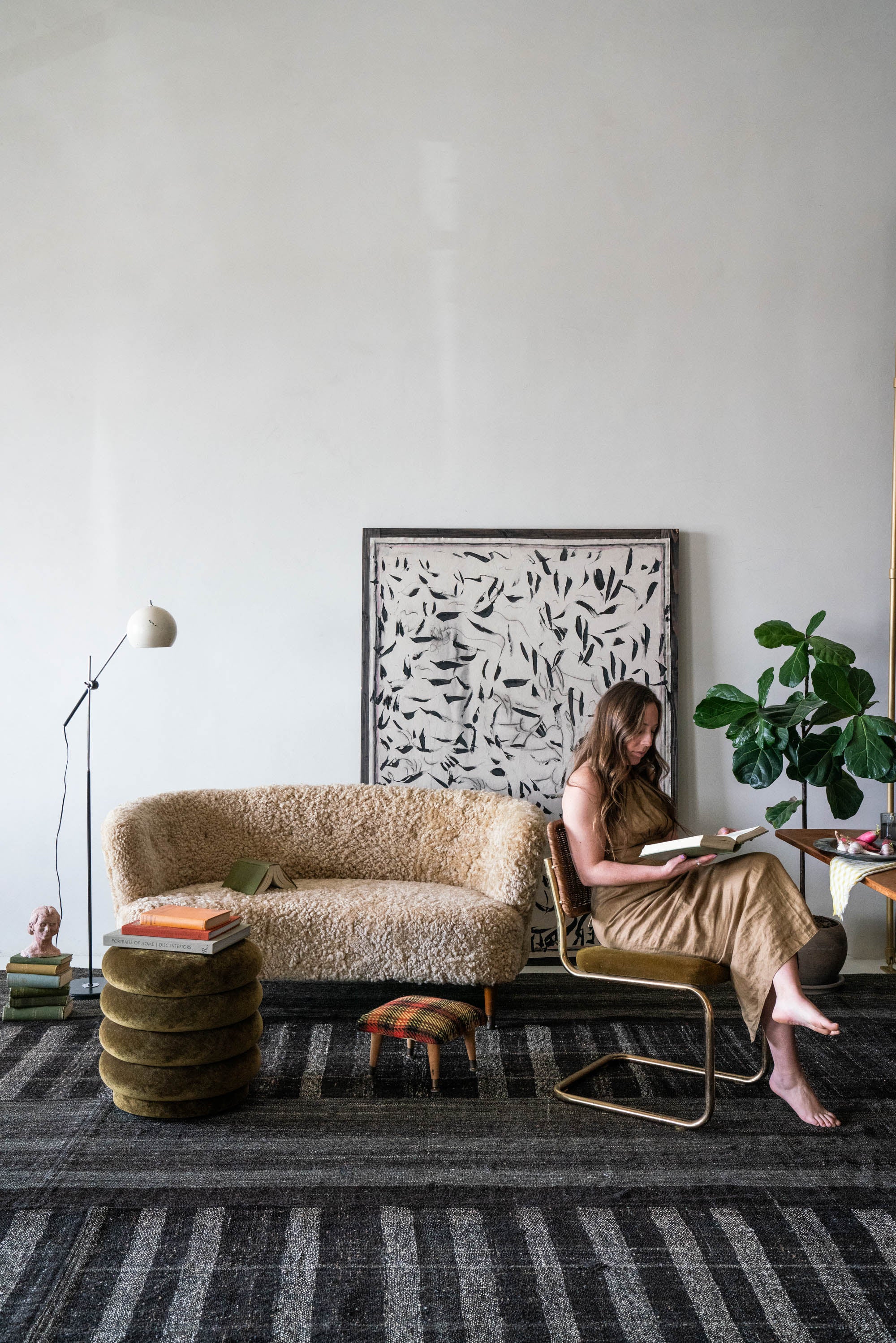 Vintage Danish Curved Loveseat Sofa