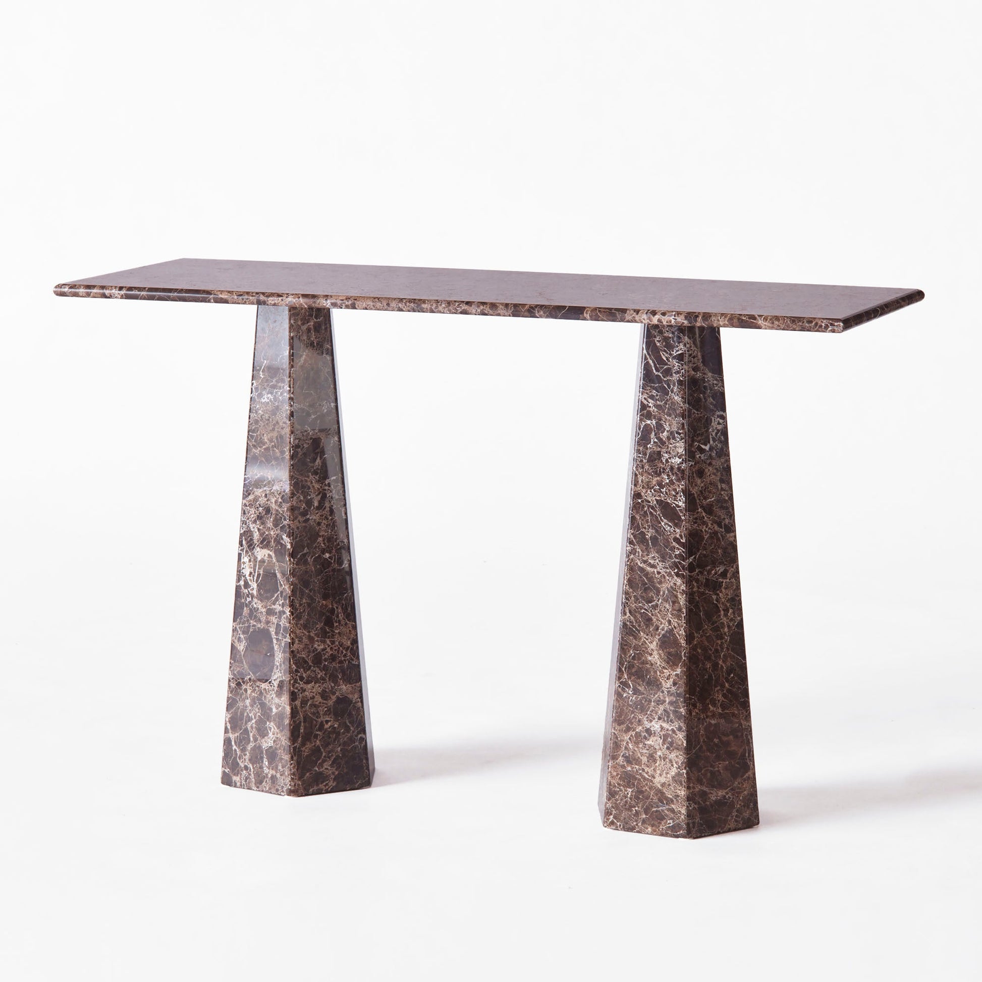 District Loom X Dusty Deco Hexagon Console Table Dark Emperador