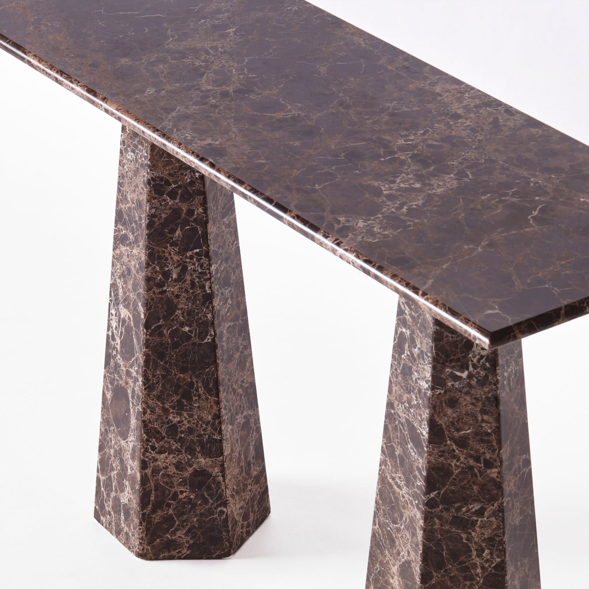 District Loom X Dusty Deco Hexagon Console Table Dark Emperador