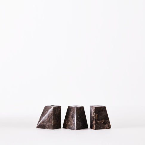 Pyramid Candle Holders Grey