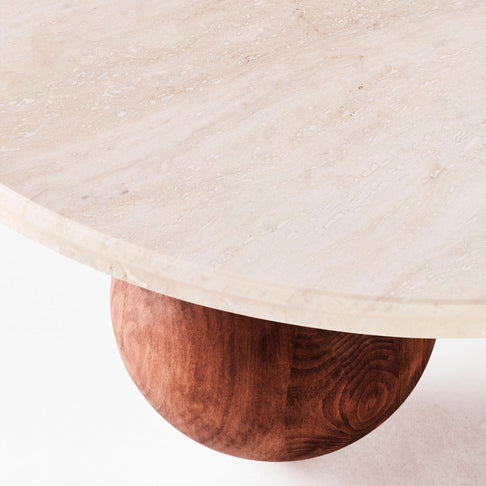Sphere Round Sofa Table Travertino Bianco