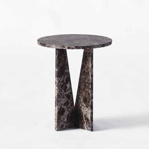 V Side Table Dark Emperador