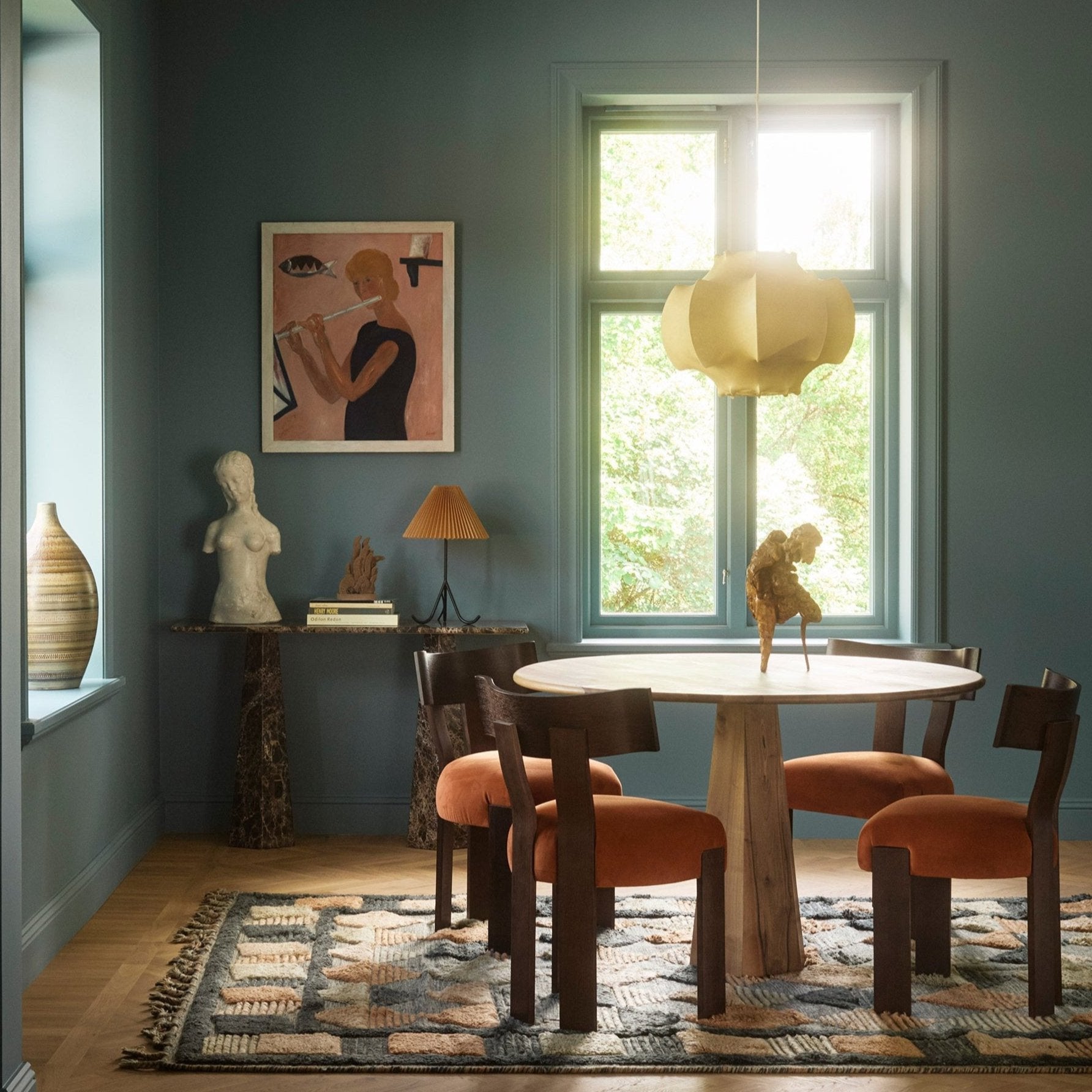 District Loom X Dusty Deco Hexagon Dining Table Oak