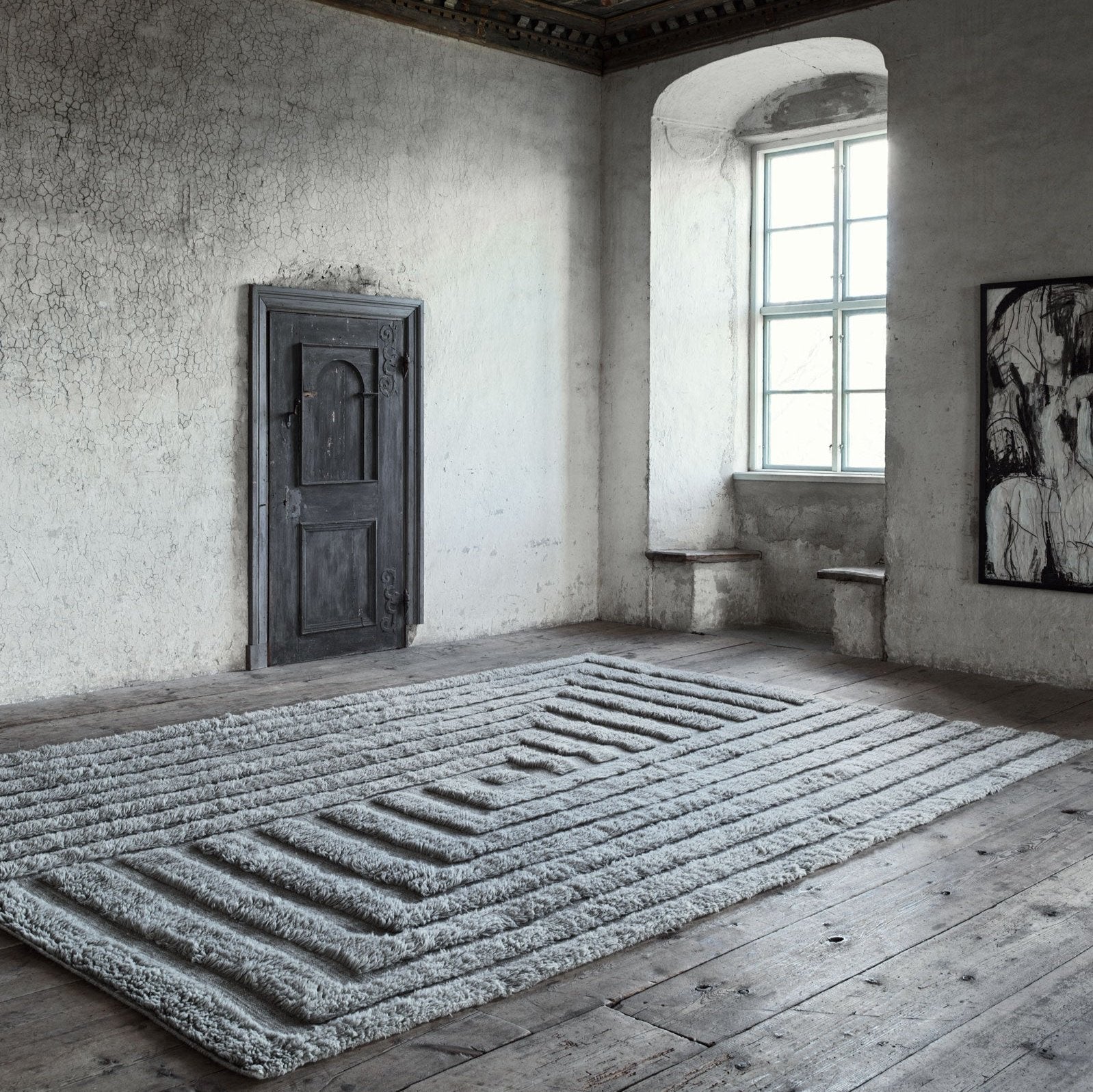 Shaggy Labyrinth Grey Rug