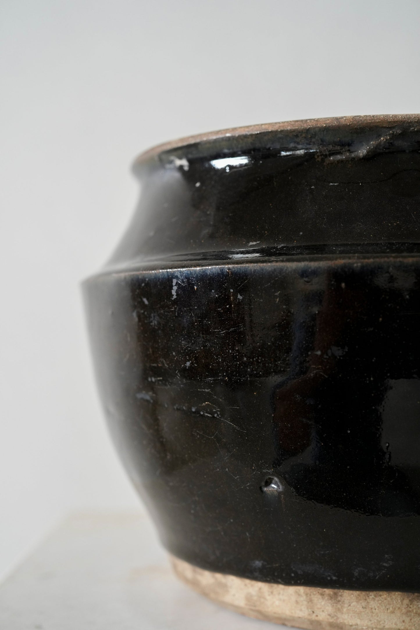 District Loom Antique Black Chinese Glazed Pot One-of-a-kind, Imported