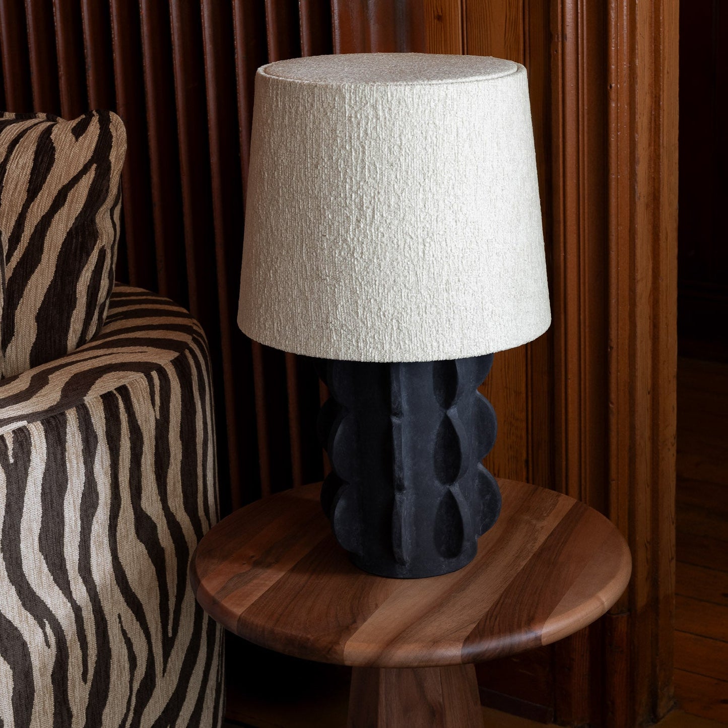 Dusty Deco X District Loom Hexagon Side Table Walnut