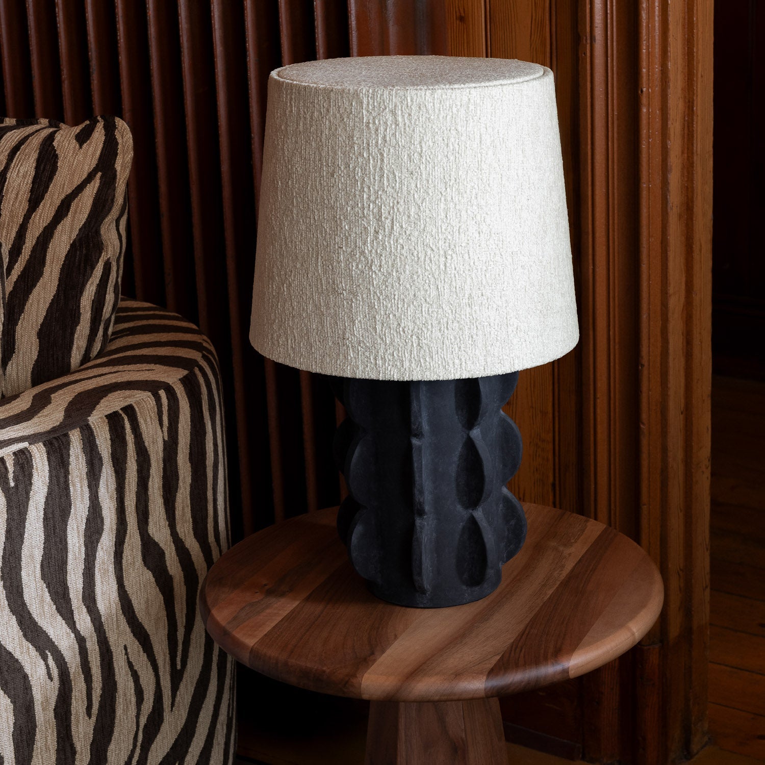 Dusty Deco X District Loom Hexagon Side Table Walnut
