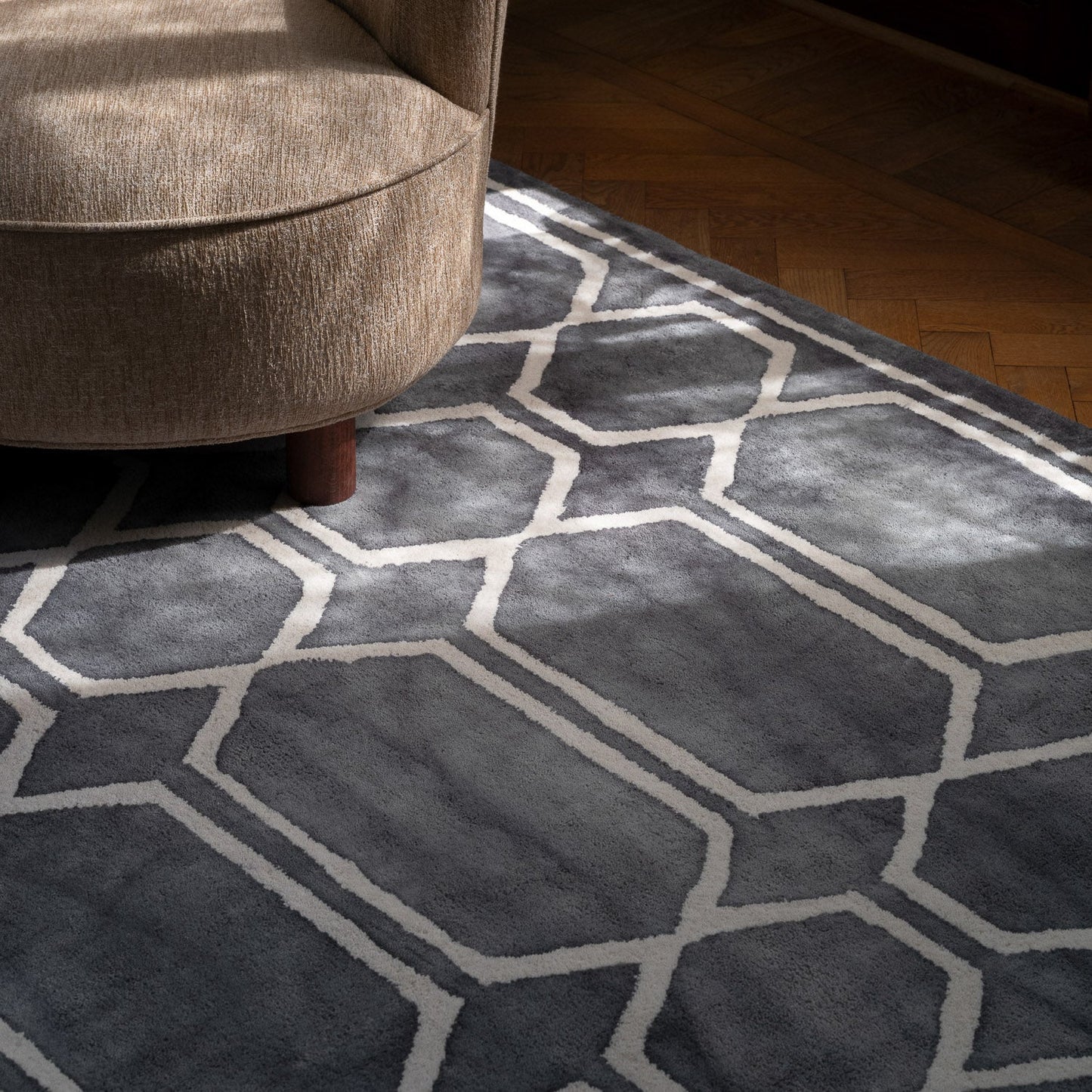 District Loom X Dusty Deco Tie Dye Graphite Ink Rug