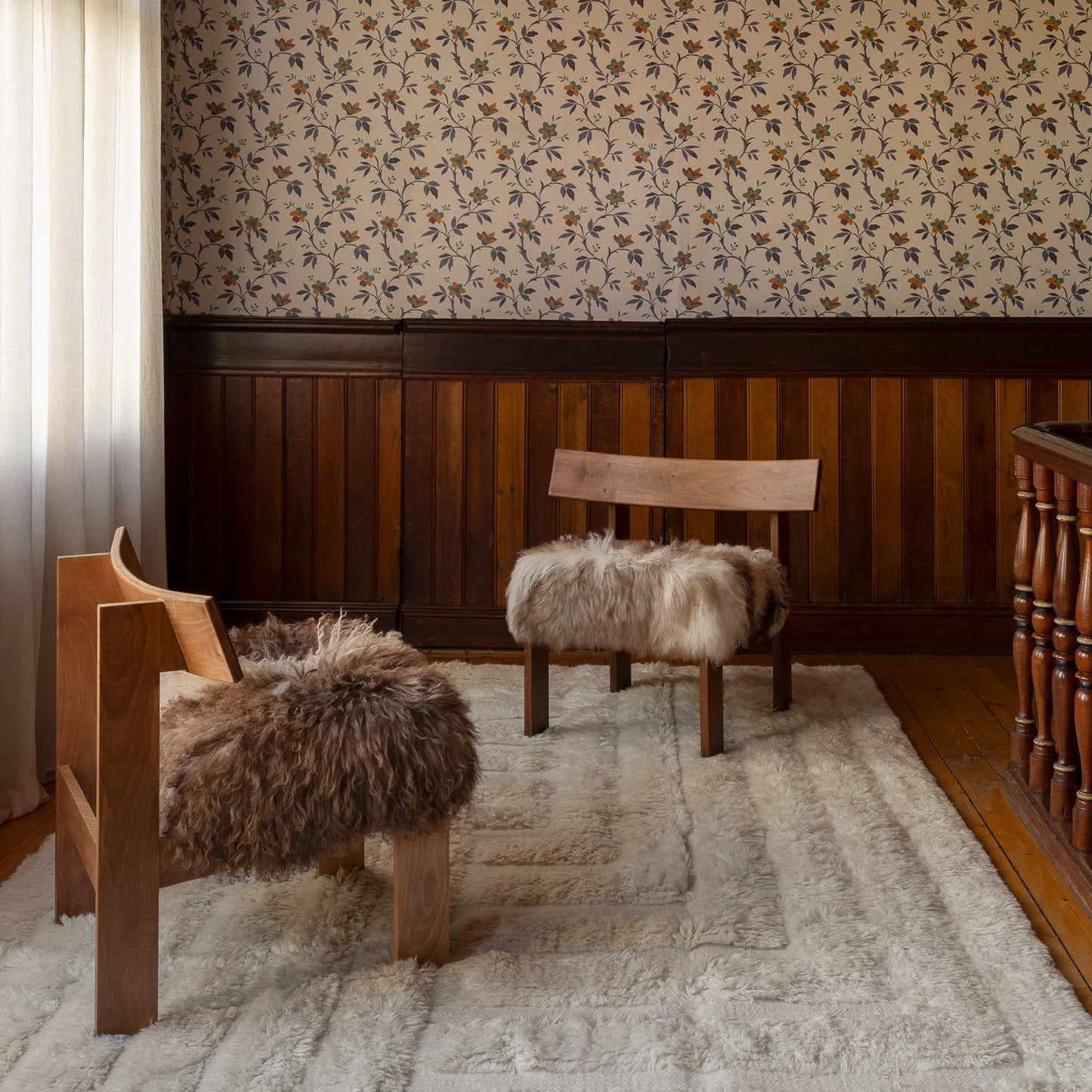 District Loom X Dusty Deco Shaggy Labyrinth White Rug