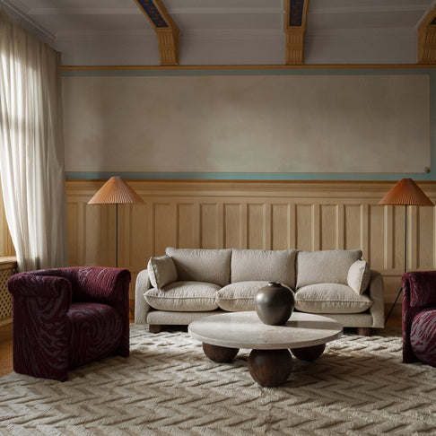Sphere Round Sofa Table Travertino Bianco