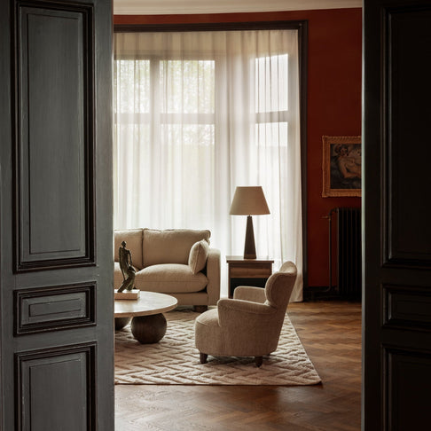 Sphere Round Sofa Table Travertino Bianco