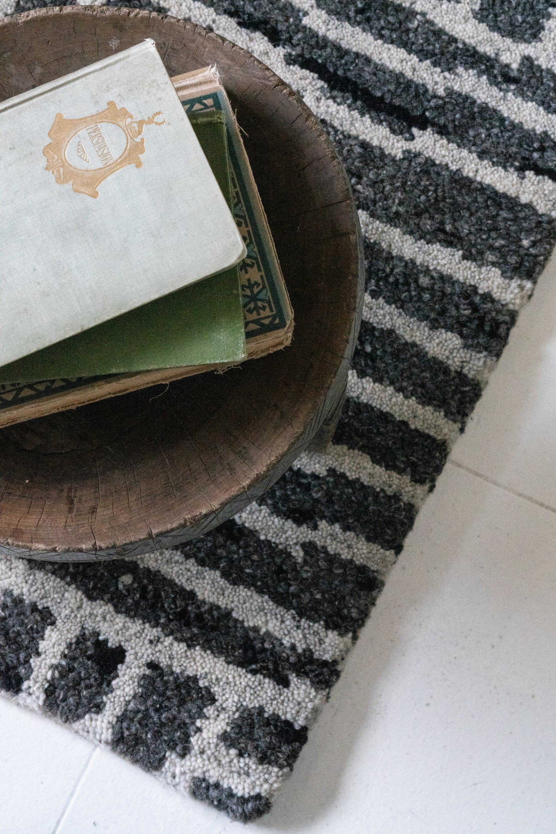 Alpine-Iron-Alps :: District-Loom-Alpine-Collection-Alps-Corner-Styled-Styled-Book-on-Stool