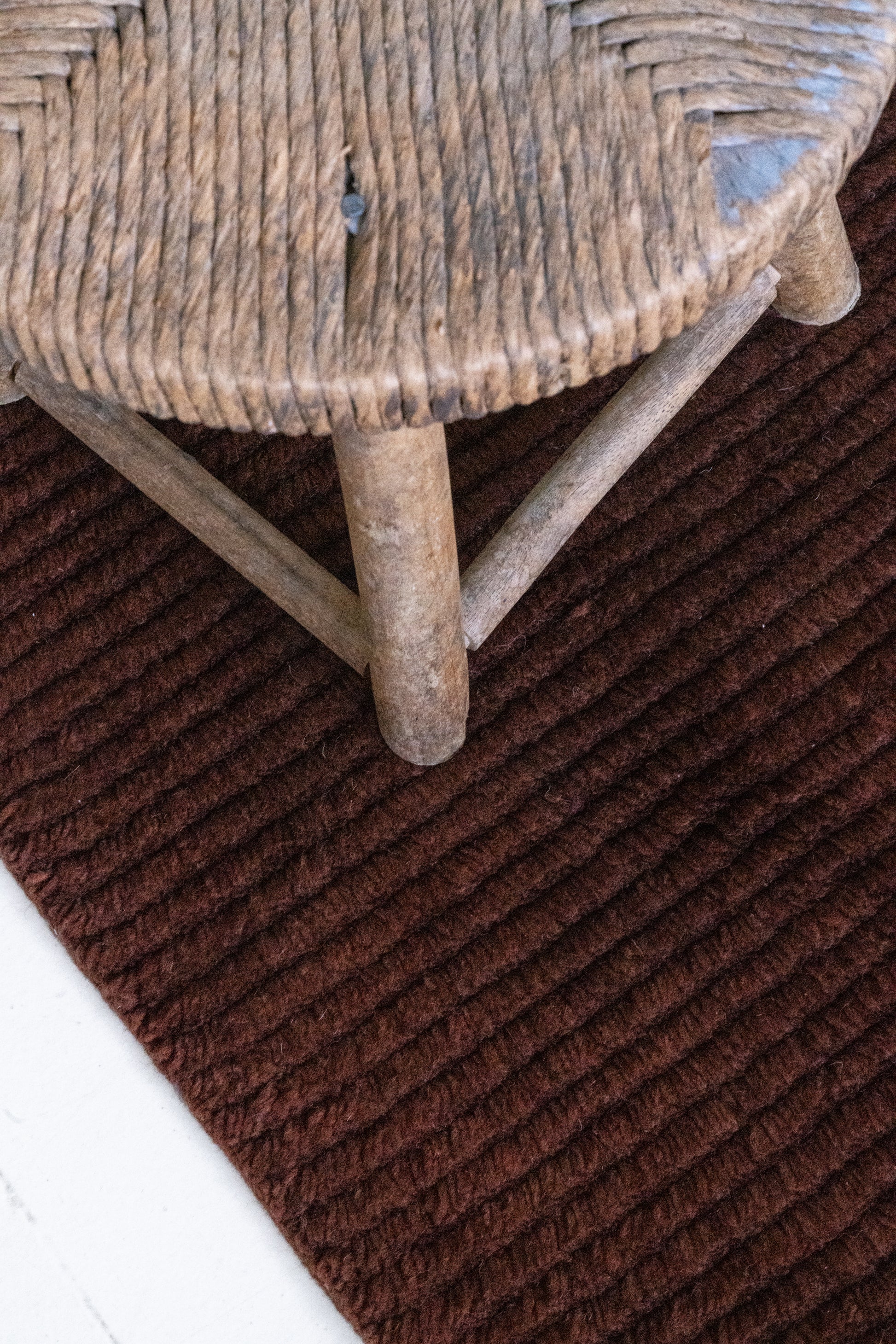 Linear-Rust :: District-Loom-Linear-Collection-Custom-Rug-Rust-Styled-Stool