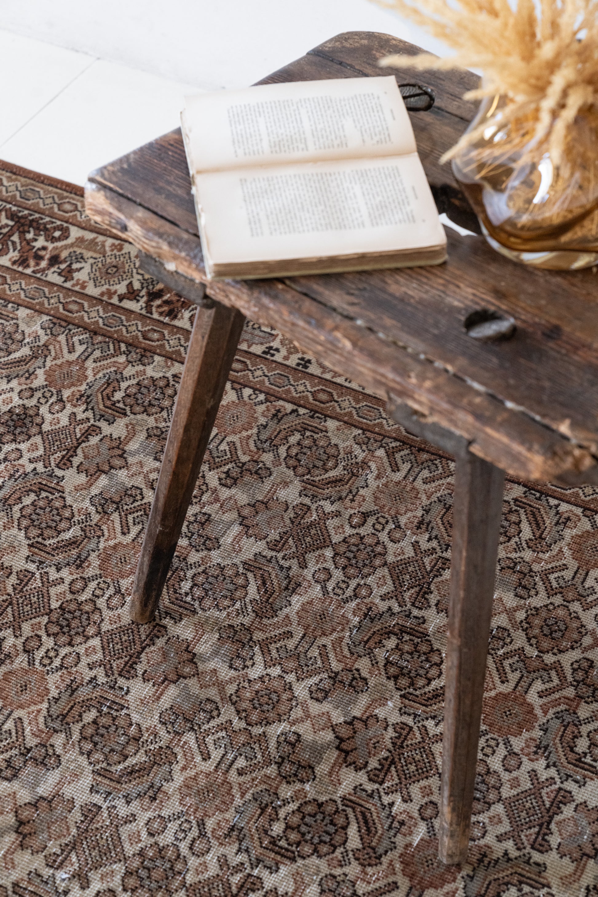 District-Loom-Vintage-Tabriz-Scatter-Rug-Niobe-Styled-Side-Table