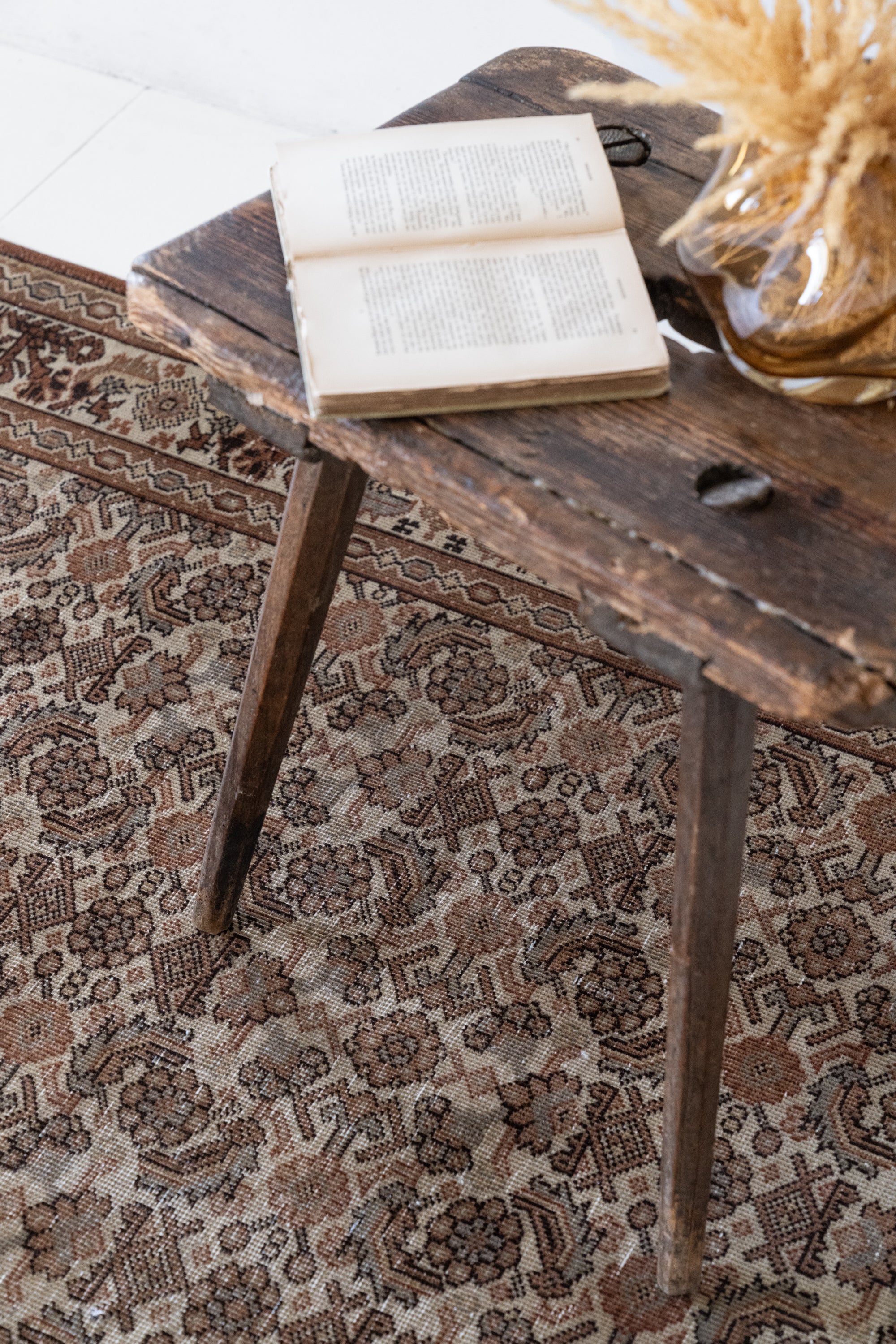 District-Loom-Vintage-Tabriz-Scatter-Rug-Niobe-Styled-Side-Table