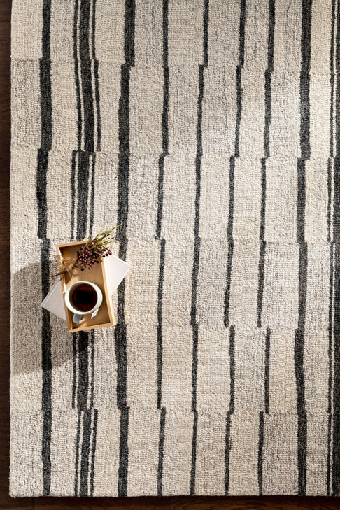 District Loom Modern hand tufted rug Driftline Charcoal and Beige