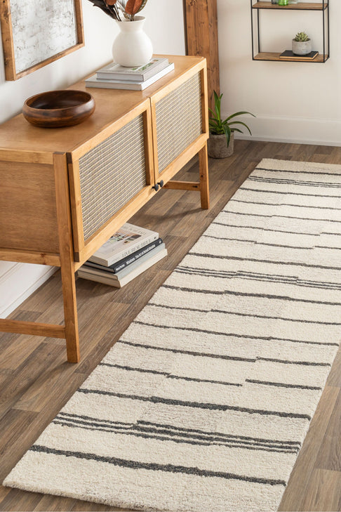 District Loom Modern hand tufted rug Driftline Charcoal and Beige