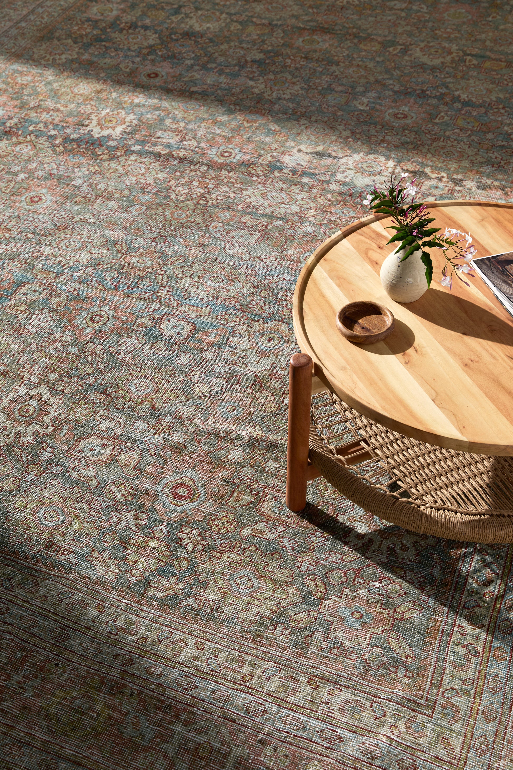 District loom Vintage Area Rug Reed