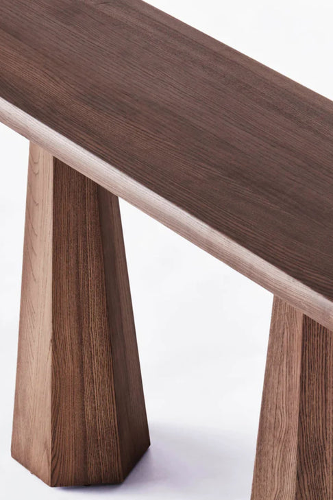 District Loom X Dusty Deco Hexagon Console Table Stained Ash