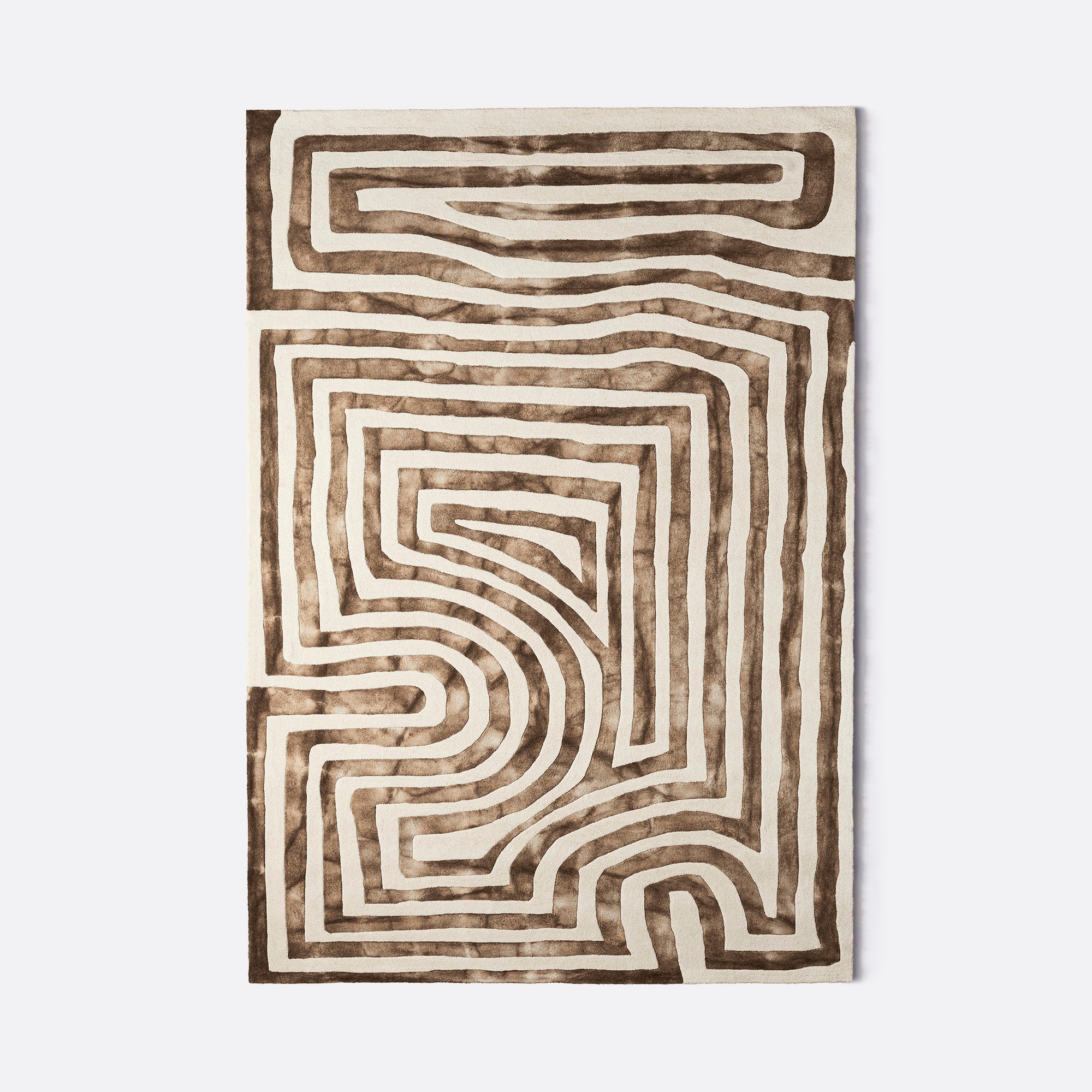 Psychedelic Labyrinth Beige Dip Dye Rug