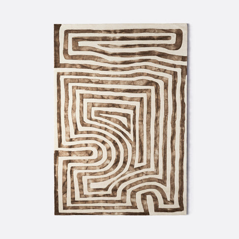 Psychedelic Labyrinth Beige Dip Dye Rug