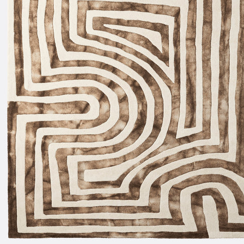 Psychedelic Labyrinth Beige Dip Dye Rug