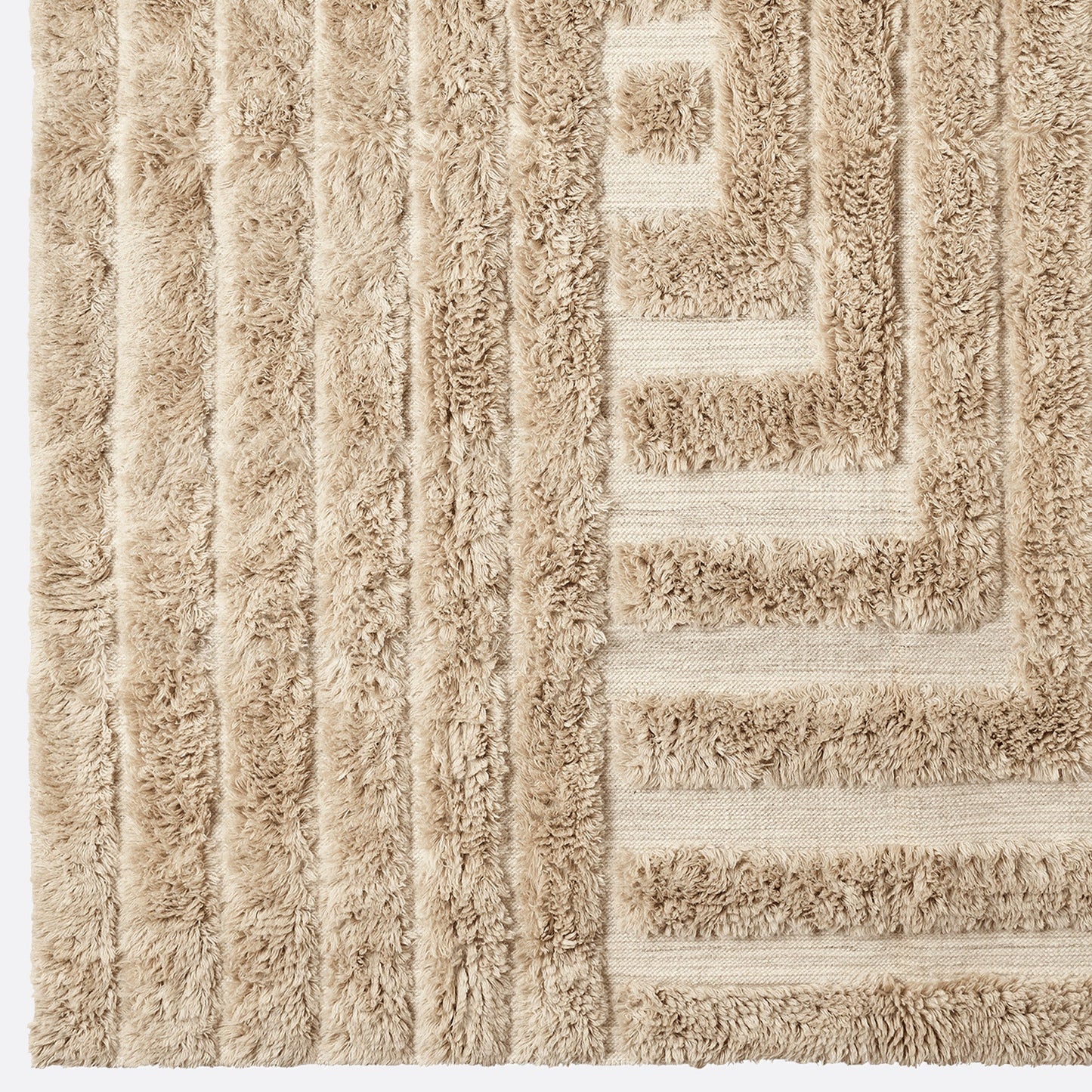 Dusty Deco X District Loom Shaggy Labyrinth Beige Rug