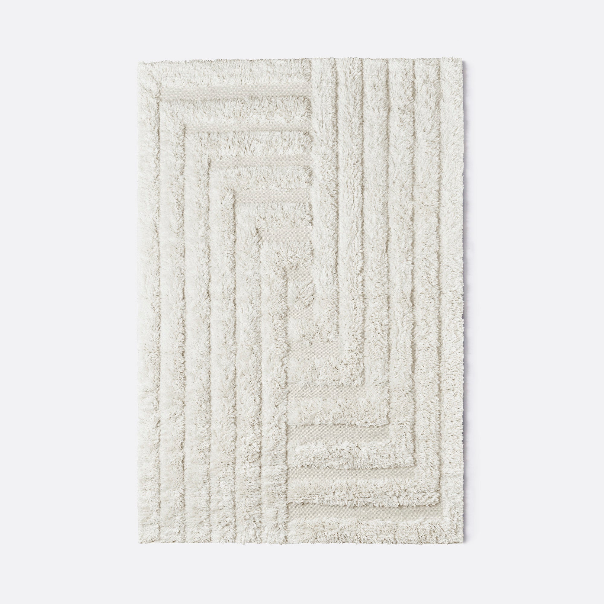 Shaggy Labyrinth White Rug