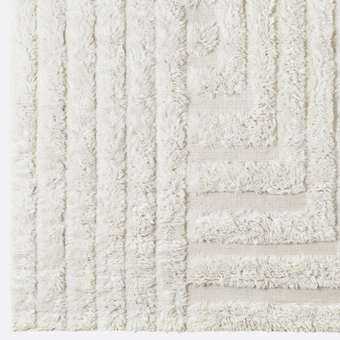 Shaggy Labyrinth White Rug