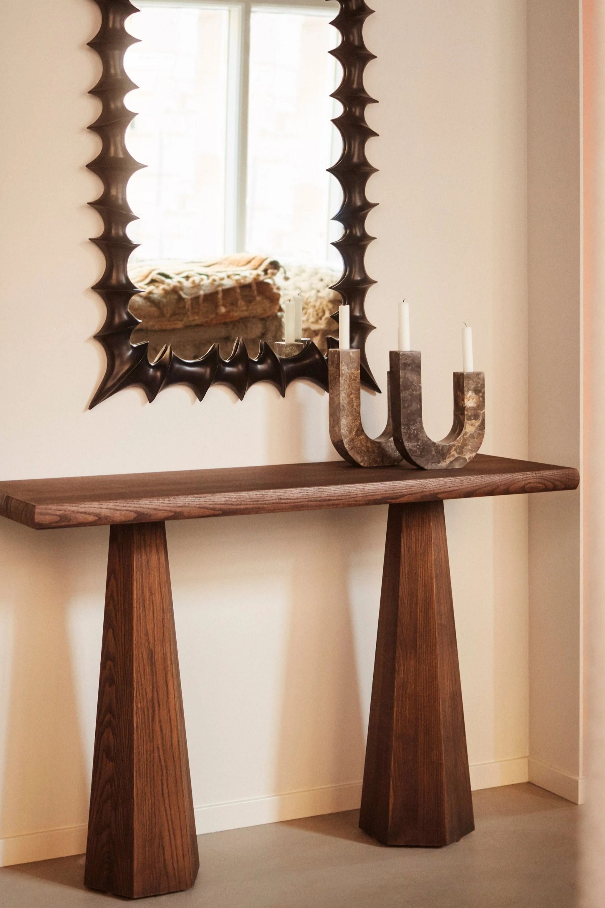 District Loom X Dusty Deco Hexagon Console Table Stained Ash