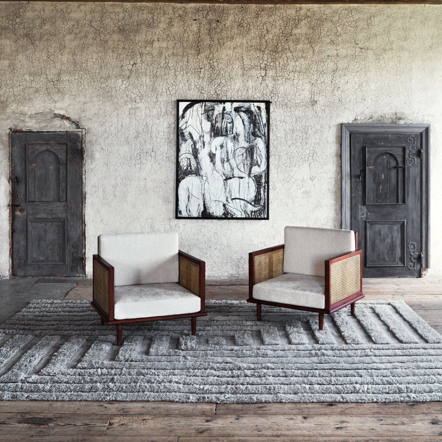District Loom X Dusty Deco Shaggy Labyrinth Grey Rug