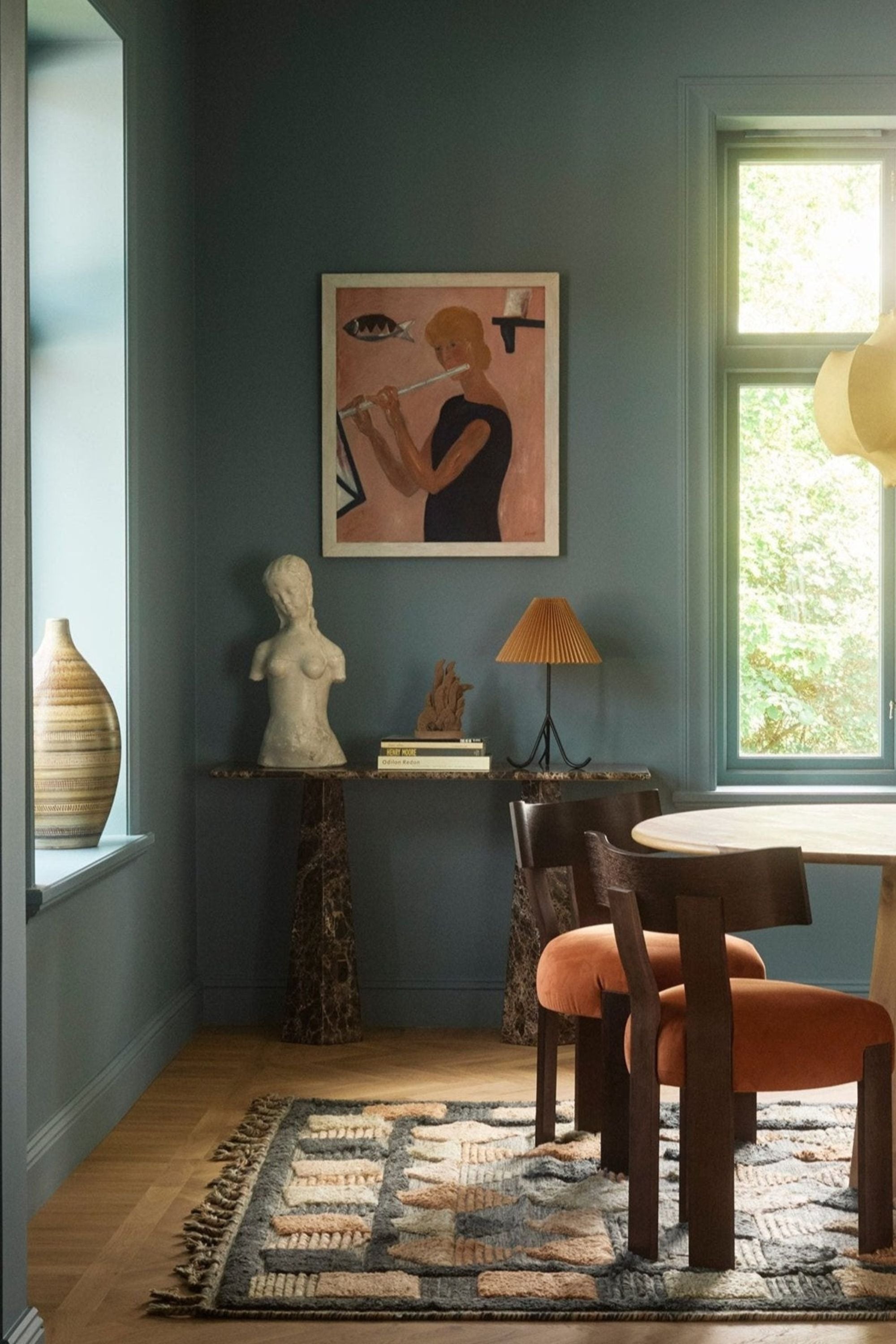 District Loom X Dusty Deco Hexagon Console Table Dark Emperador