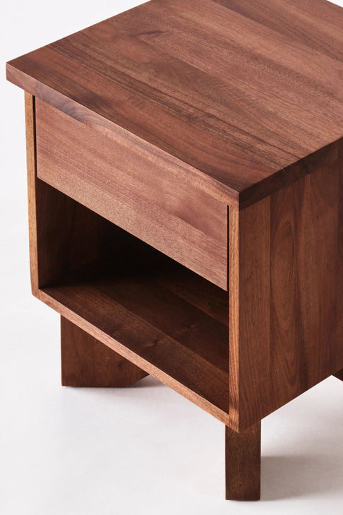 Dusty Deco V Bedside Table Walnut X District Loom