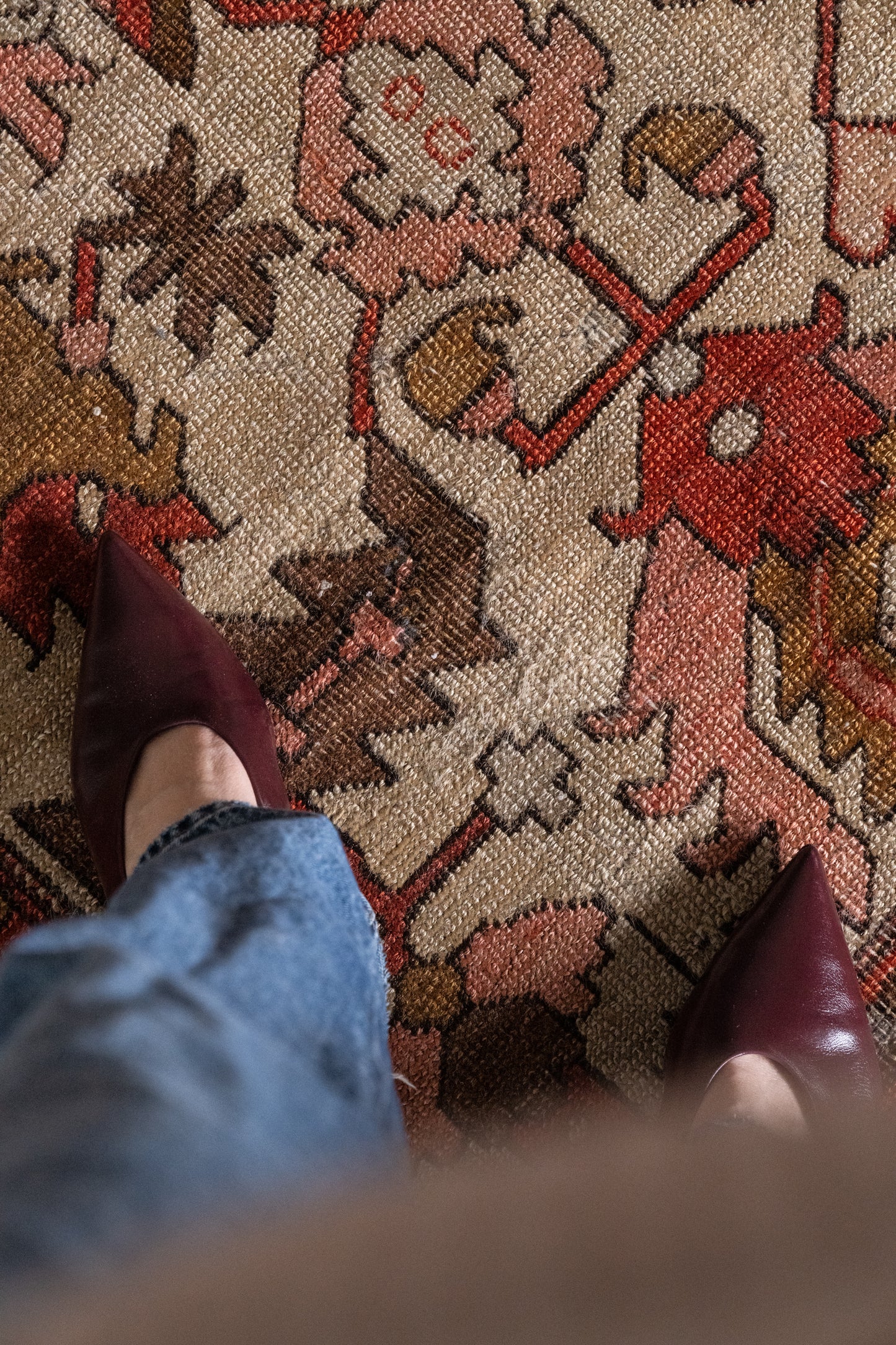 District Loom Vintage Serapi Area Rug Garnet