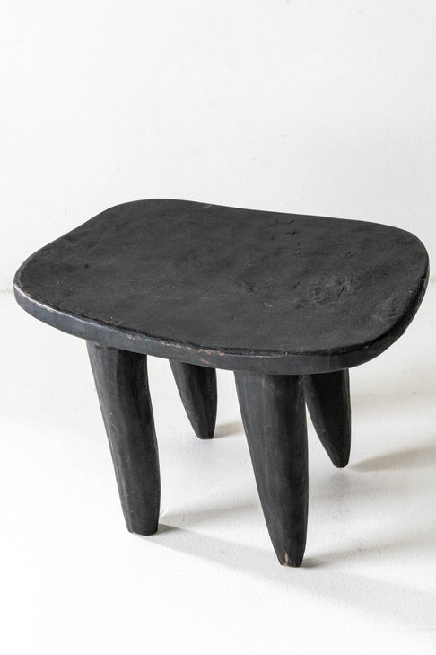 District Loom Large Black African Senufo Stool