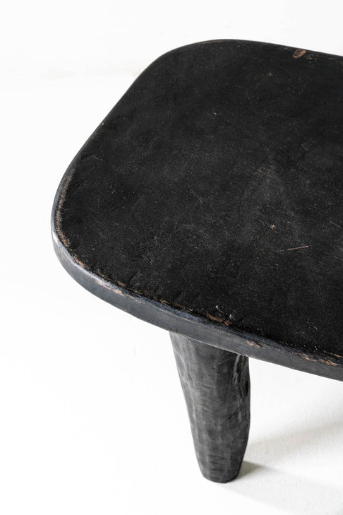 District Loom Large Black African Senufo Stool