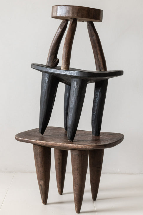District Loom Furniture A unique oversized wooden African Senufo End Table/Stool