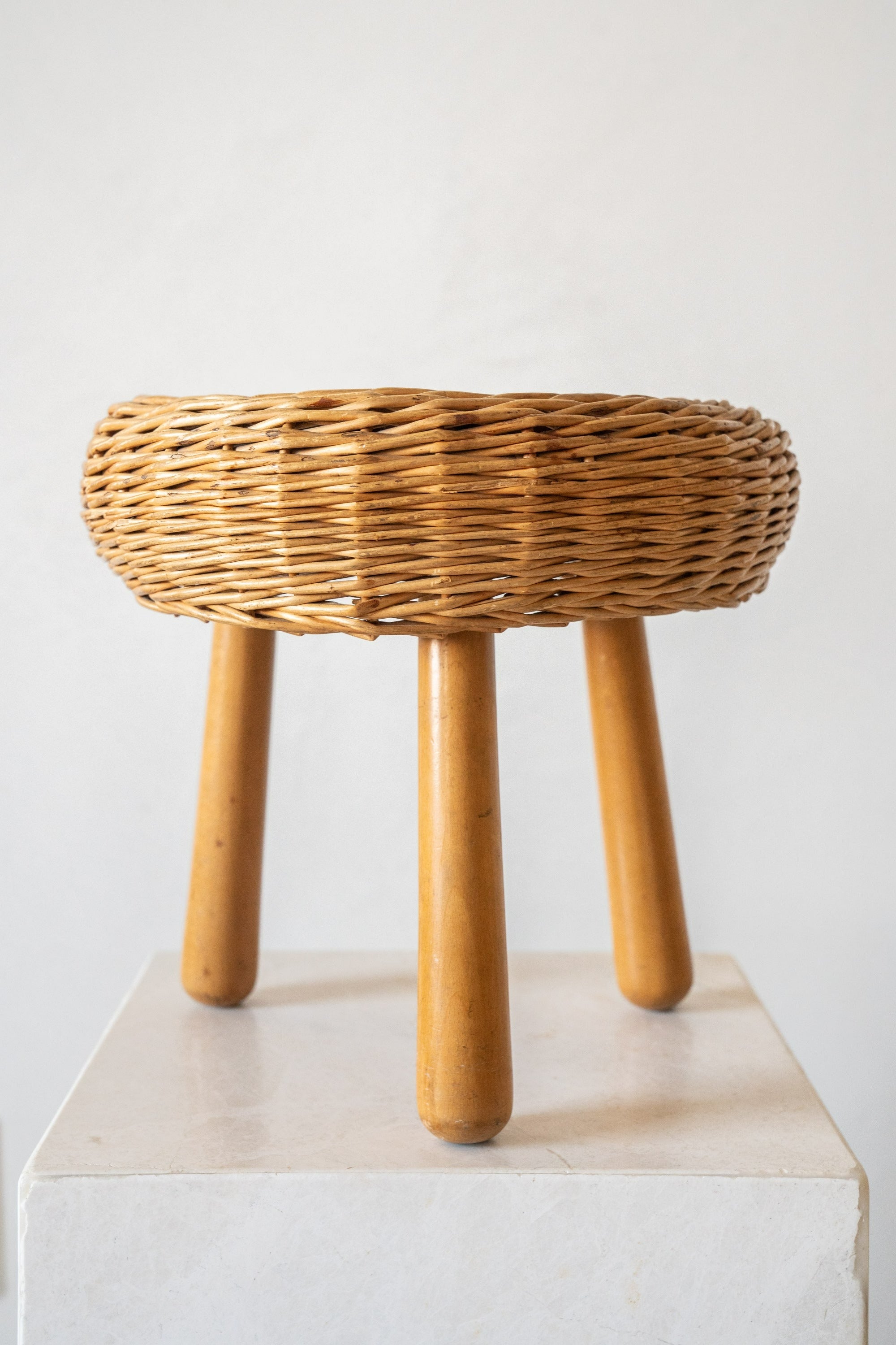 Woven Wicker Tripod Stool – District Loom