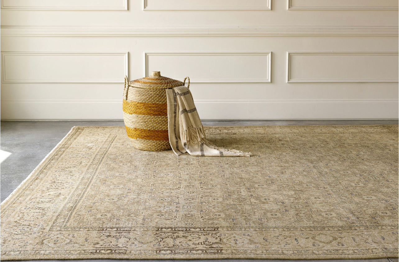 District Loom Semi Antique Persian Tabriz area rug Claude